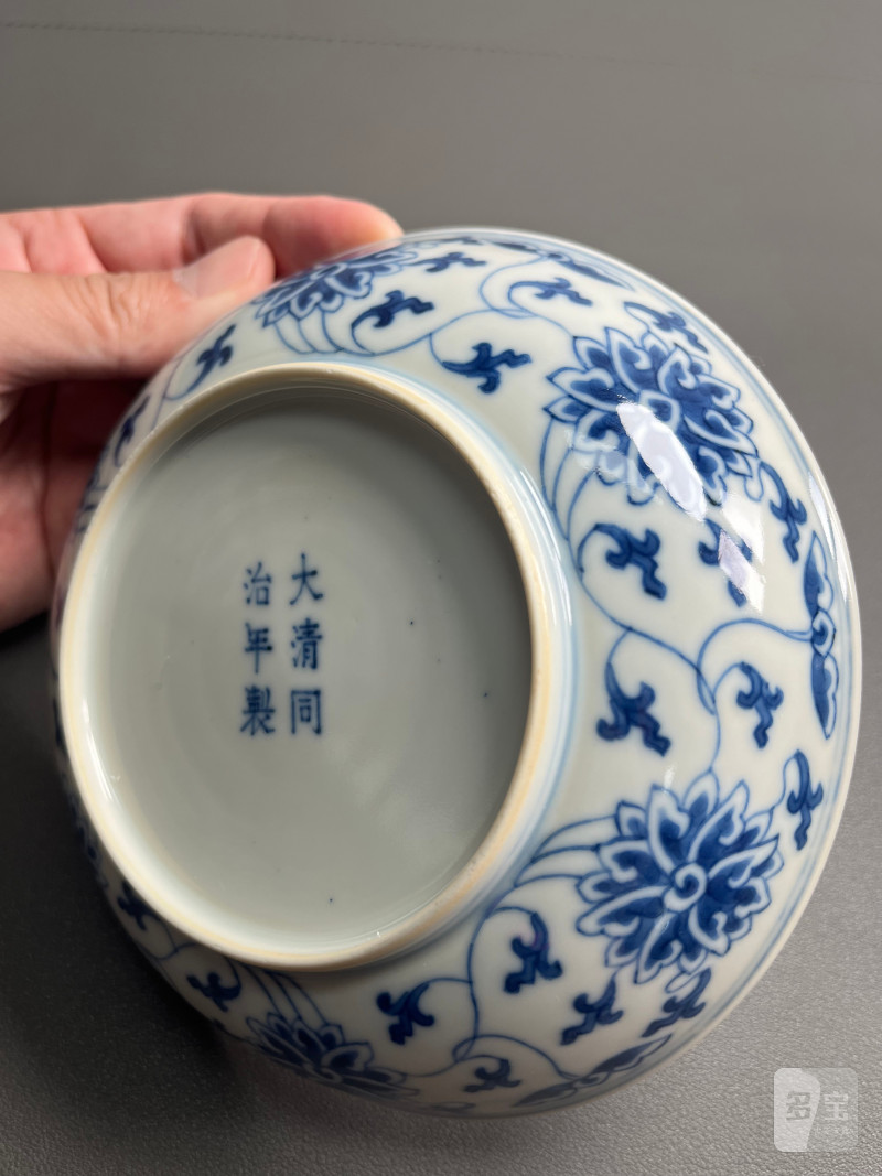 清同治  青花缠枝莲纹盘（一对） - 图20